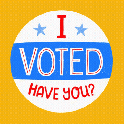 Blue And White Sticker Saying I Voted Have You GIF