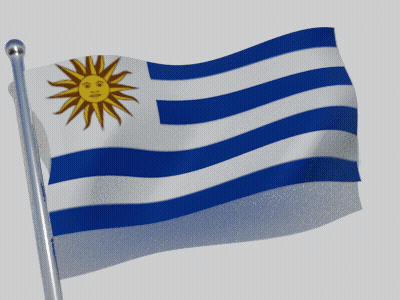 Blue And White Striped Flag With Yellow Sun GIF