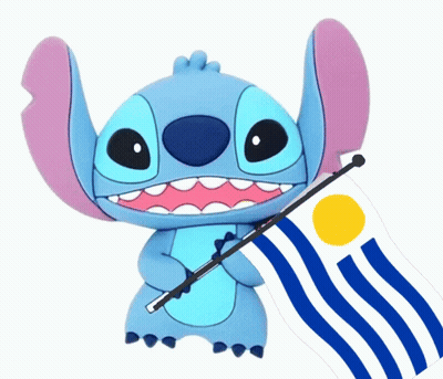 Blue And White Striped Flag With Yellow Sun Face GIF