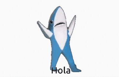 Blue And White Stuffed Shark Dancing Hola GIF