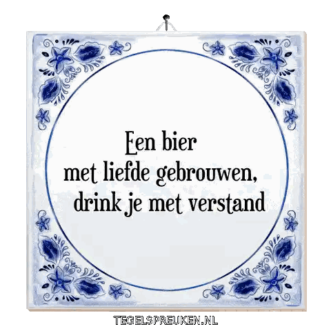 Blue And White Tile About Bier With Love Sticker