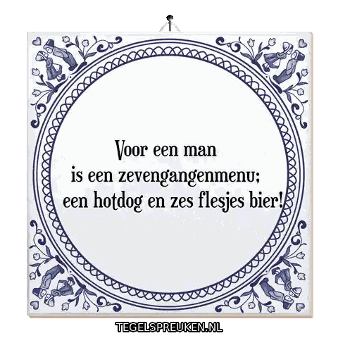 Blue And White Tile About Men And Beer Sticker