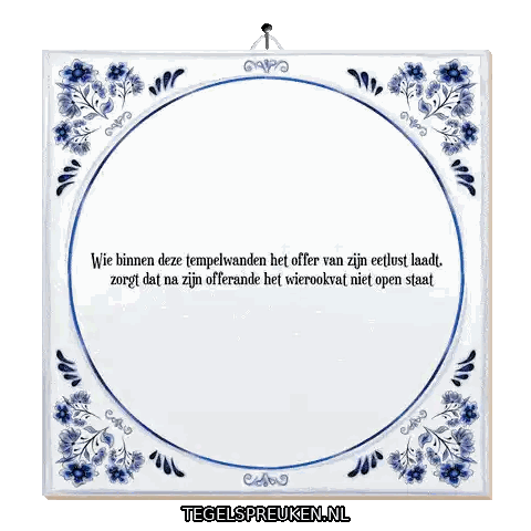 Blue And White Tile With Tegelspreuken.nl Sticker