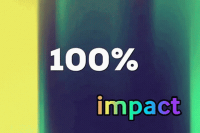 Blue And Yellow Background Saying 100% Impact GIF