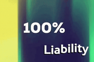 Blue And Yellow Background Saying 100 % Liability GIF