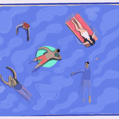 Blue And Yellow Background With Blue Border GIF