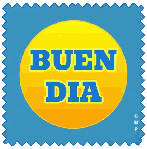 Blue And Yellow Buen Dia Circle Sticker