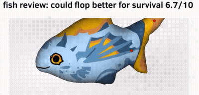 Blue And Yellow Fish With Fish Review Could Flop Better For Survival 6.7/10 GIF
