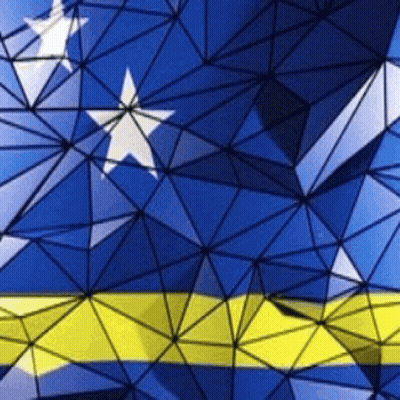 Blue And Yellow Flag With White Star GIF