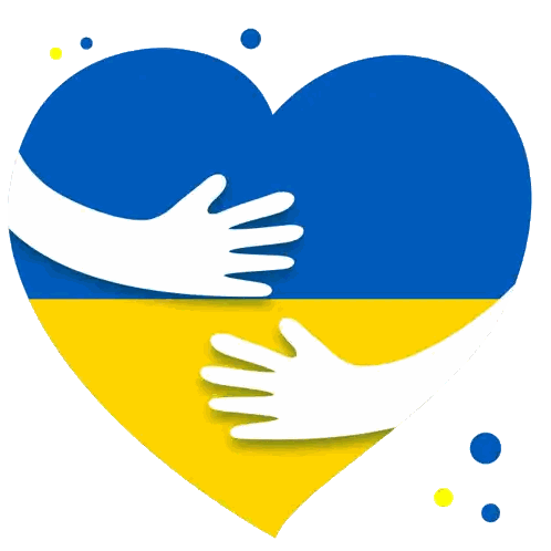 Blue And Yellow Heart With Hands Sticker
