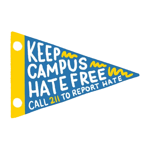 Blue And Yellow Keep Campus Hate Free Pennant Sticker