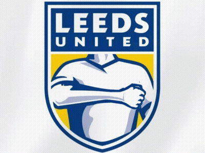 Blue And Yellow Leeds United Logo With Man Arms Crossed GIF