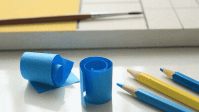 Blue And Yellow Pencils With Brush GIF