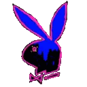Blue And Yellow Playboy Bunny With Red Sun Sticker