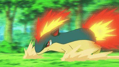 Blue And Yellow Pokemon With Red Flames GIF
