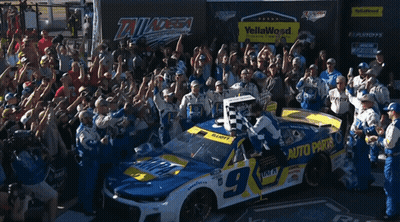 Blue And Yellow Race Car Number 9 GIF