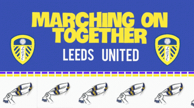 Blue And Yellow Sign Saying Marching On Together GIF