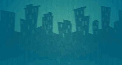 Blue And Yellow Silhouette Of Buildings GIF