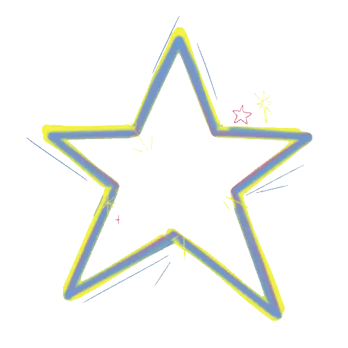 Blue And Yellow Star With Pink Center Sticker