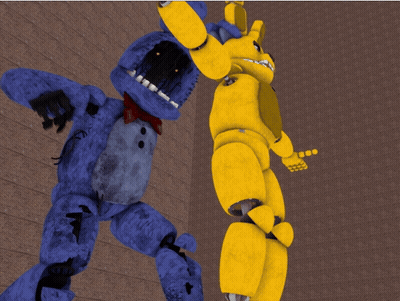 Blue And Yellow Stuffed Animals Standing Together GIF