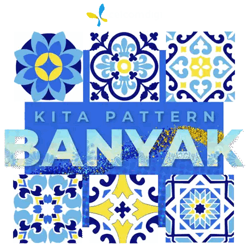 Blue And Yellow Tile Pattern Kita Pattern Banyak Sticker