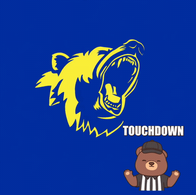 Blue Background Bear Saying Touchdown GIF
