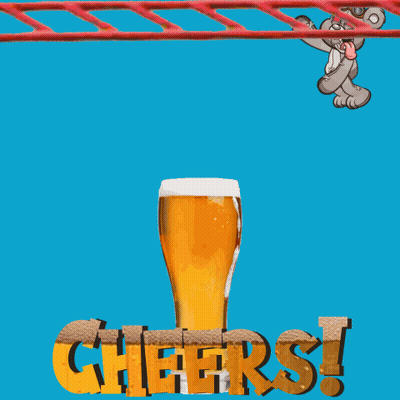 Blue Background Beer Glass Saying Cheers GIF