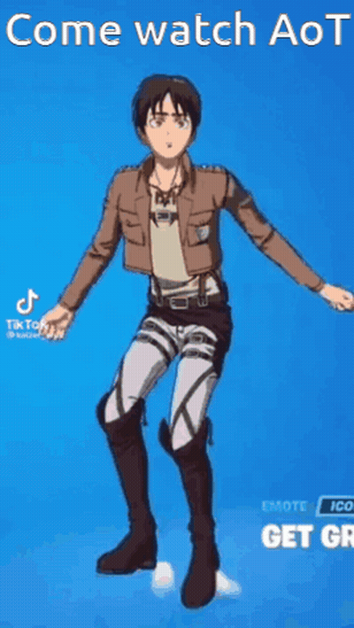 Blue Background Cartoon Character Saying Come Watch AOT GIF