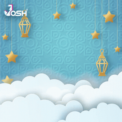 Blue Background Gold Stars And Lanterns GIF
