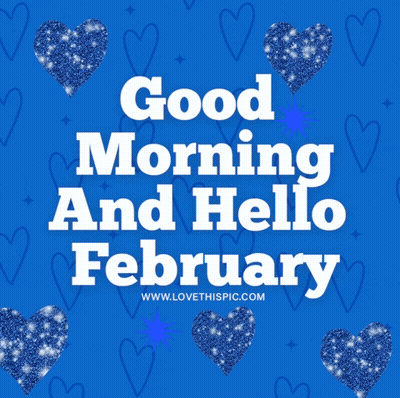 Blue Background Good Morning Hello February GIF