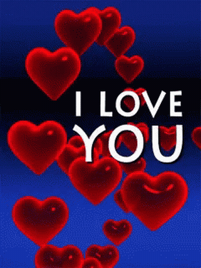 Blue Background Hearts Saying I Love You GIF