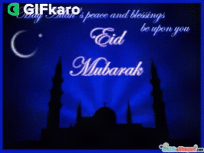 Blue Background Mosque Eid Mubarak GIF