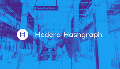 Blue Background People Walking Hedera Hashgraph GIF