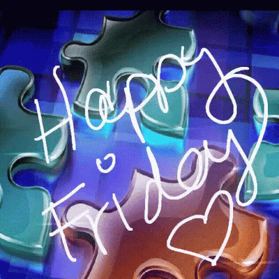 Blue Background Puzzle Pieces Happy Friday GIF