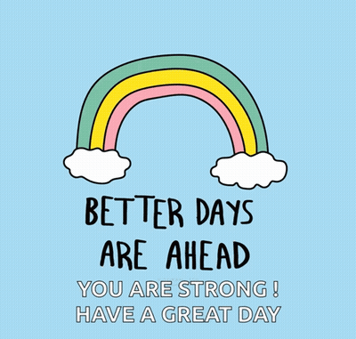 Blue Background Rainbow Saying Better Days Are Ahead GIF