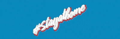 Blue Background Red #Stayathome GIF