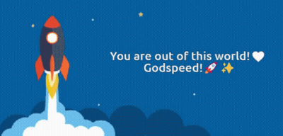 Blue Background Rocket You Are Out Of This World GIF