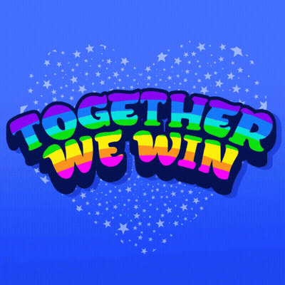 Blue Background Saying Together We Win