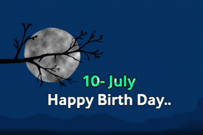 Blue Background Tree Branch Full Moon Happy Birthday GIF