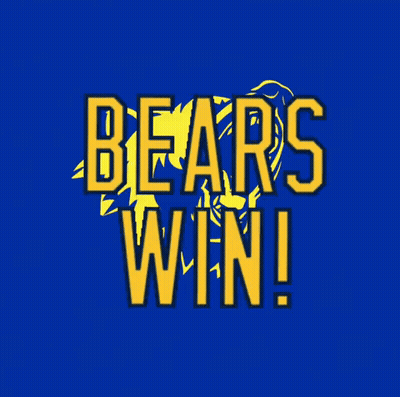Blue Background With Bears Win In Yellow Letters GIF