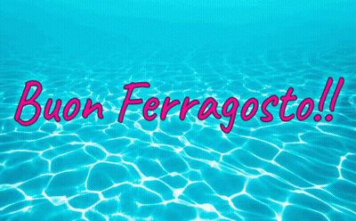 Blue Background With Buon Ferragosto In Pink GIF