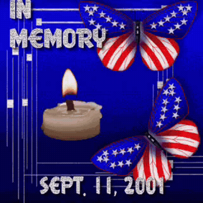 Blue Background With Butterflies And Candle September 11 2001 GIF