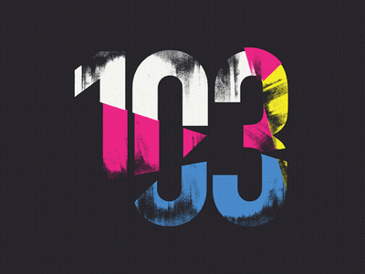 Blue Background With Colorful Number 103 GIF