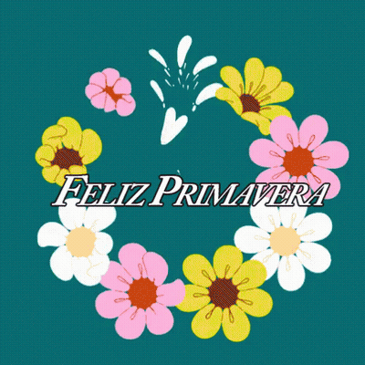 Blue Background With Flowers Feliz Primavera GIF