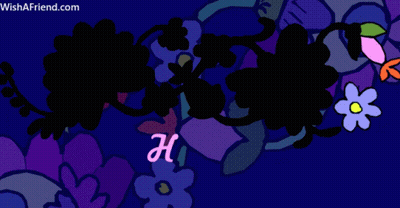 Blue Background With Flowers Saying Happy Anniver GIF
