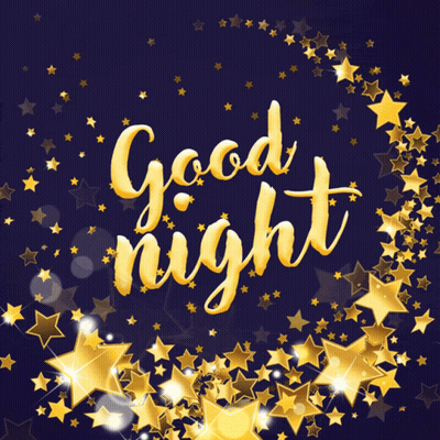 Blue Background With Gold Stars Saying Good Night GIF