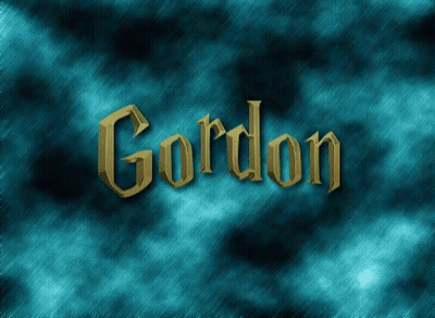 Blue Background With Gordon In Gold Letters GIF