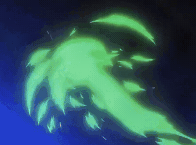 Blue Background With Green Glowing Object GIF