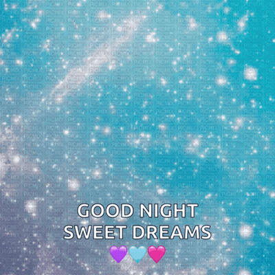 Blue Background With Hearts Good Night Sweet Dreams GIF