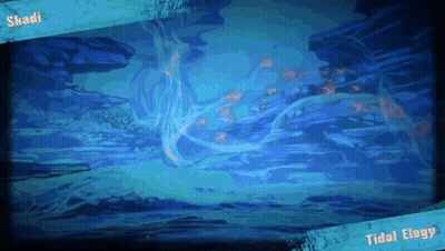 Blue Background With Skadi And Tidal Elegy GIF
